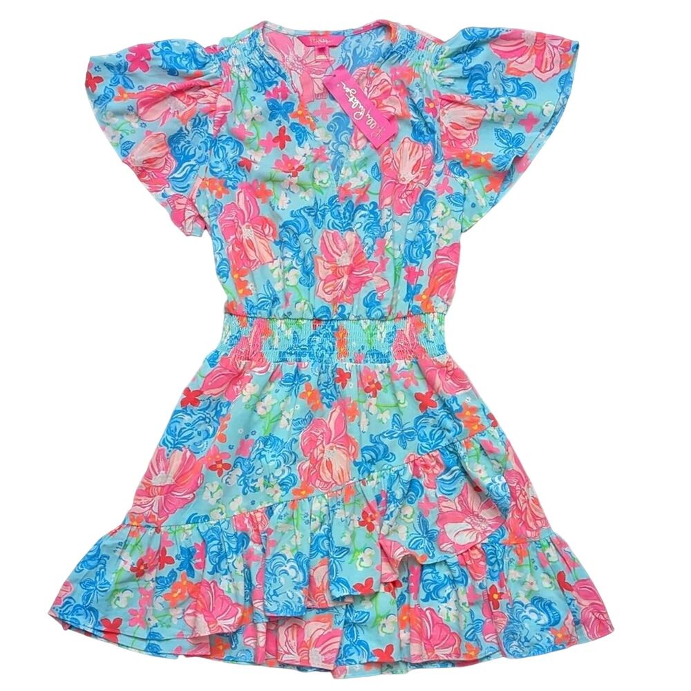 NWT Lilly Pulitzer Maryanne Flutter Sleeve Luscious Lions Dress Size 4